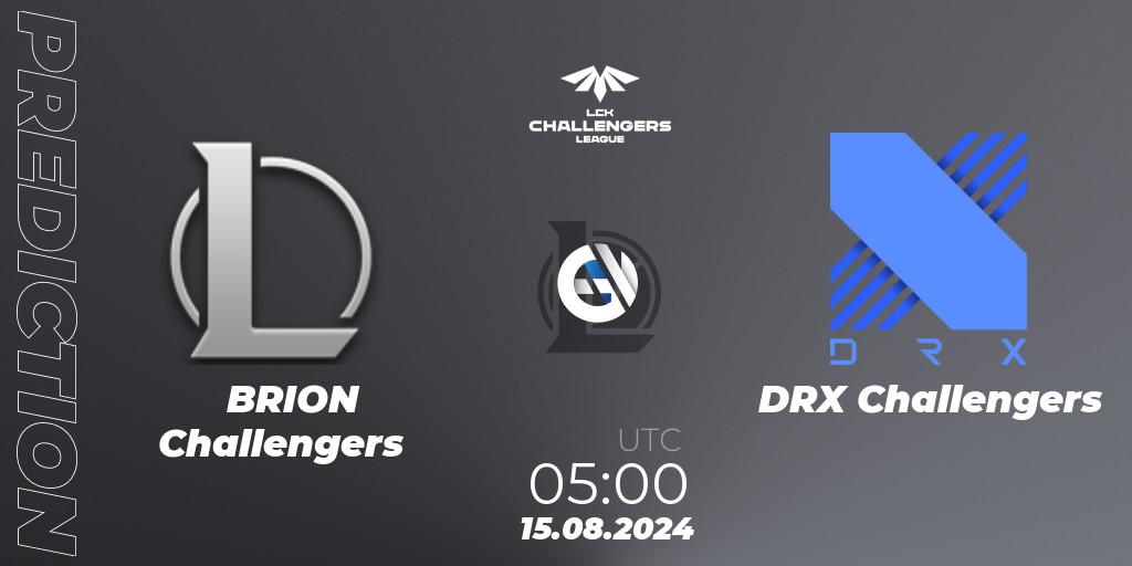 BRION Challengers vs DRX Challengers: Match Prediction. 15.08.2024 at 05:00, LoL, LCK Challengers League 2024 Summer - Group Stage