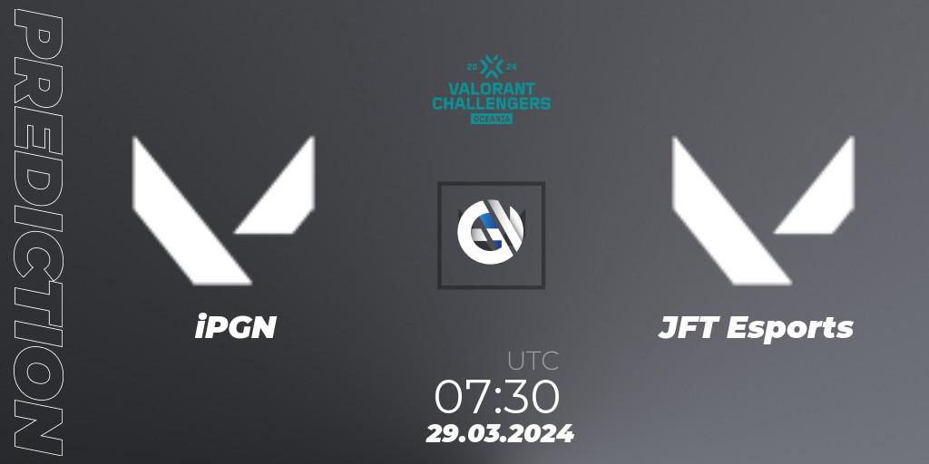 iPGN vs JFT Esports: Match Prediction. 29.03.2024 at 07:30, VALORANT, VALORANT Challengers 2024 Oceania: Split 1