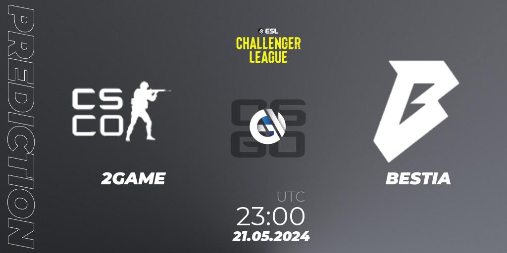 2GAME vs BESTIA: Match Prediction. 21.05.2024 at 23:00, Counter-Strike (CS2), ESL Challenger League Season 47: South America