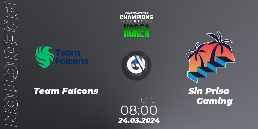 Team Falcons vs Sin Prisa Gaming: Match Prediction. 24.03.2024 at 08:00, Overwatch, Overwatch Champions Series 2024 - Stage 1 Korea