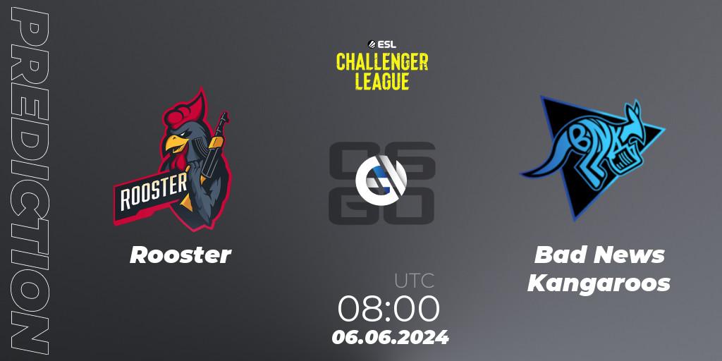 Rooster vs Bad News Kangaroos: Match Prediction. 06.06.2024 at 08:00, Counter-Strike (CS2), ESL Challenger League Season 47: Oceania