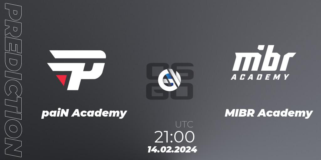 paiN Academy vs MIBR Academy: Match Prediction. 14.02.2024 at 21:00, Counter-Strike (CS2), RedZone PRO League Season 1