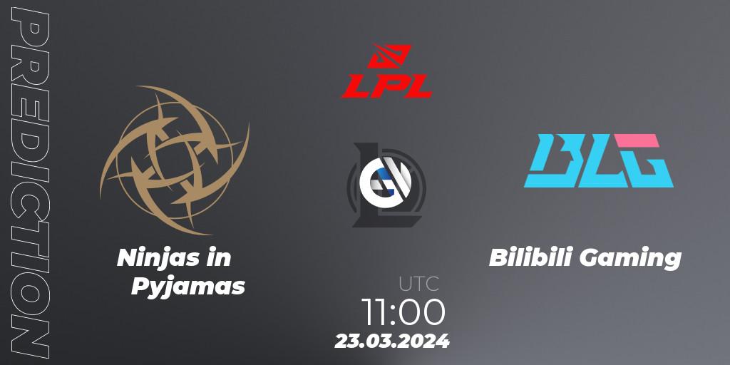 Ninjas in Pyjamas vs Bilibili Gaming: Match Prediction. 23.03.24, LoL, LPL Spring 2024 - Group Stage