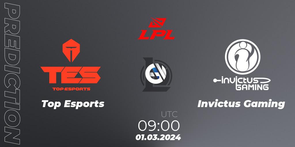 Top Esports vs Invictus Gaming: Match Prediction. 01.03.24, LoL, LPL Spring 2024 - Group Stage