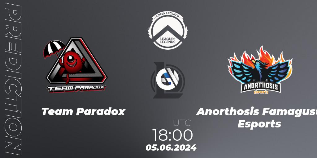 Team Paradox vs Anorthosis Famagusta Esports: Match Prediction. 05.06.2024 at 18:00, LoL, GLL Summer 2024
