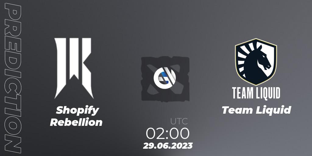 Shopify Rebellion vs Team Liquid: Match Prediction. 29.06.23, Dota 2, Bali Major 2023 - Group Stage