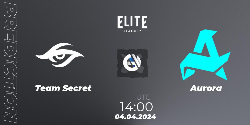 Team Secret vs Aurora: Match Prediction. 04.04.24, Dota 2, Elite League: Swiss Stage