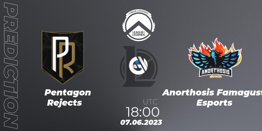 Pentagon Rejects vs Anorthosis Famagusta Esports: Match Prediction. 07.06.2023 at 18:00, LoL, Greek Legends League Summer 2023