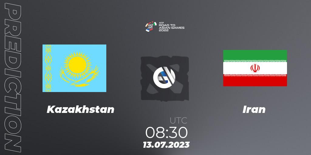 Kazakhstan vs Iran: Match Prediction. 13.07.2023 at 08:30, Dota 2, 2022 AESF Road to Asian Games - Central Asia