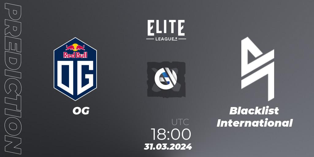 OG vs Blacklist International: Match Prediction. 31.03.2024 at 18:00, Dota 2, Elite League: Swiss Stage