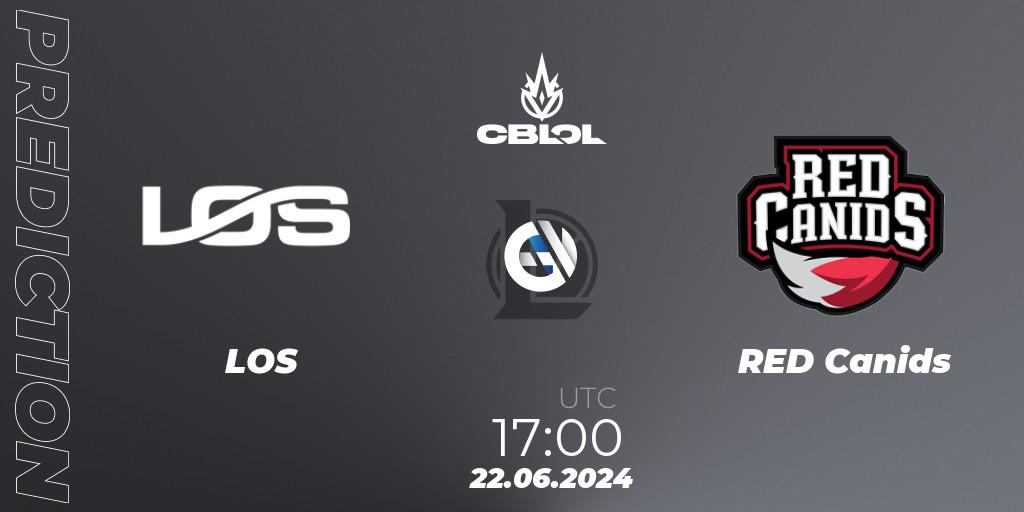 LOS vs RED Canids: Match Prediction. 22.06.2024 at 17:00, LoL, CBLOL Split 2 2024 - Group Stage