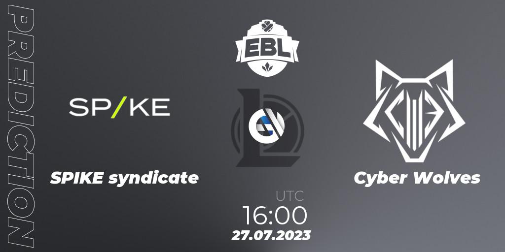 SPIKE syndicate vs Cyber Wolves: Match Prediction. 27.07.23, LoL, Esports Balkan League Season 13