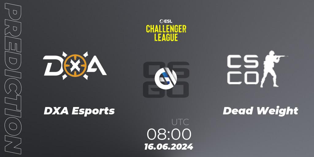 DXA Esports vs Dead Weight: Match Prediction. 16.06.2024 at 08:00, Counter-Strike (CS2), ESL Challenger League Season 47 Relegation: Oceania