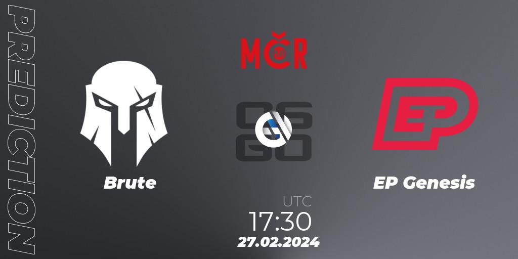 Brute vs EP Genesis: Match Prediction. 27.02.2024 at 17:30, Counter-Strike (CS2), Tipsport Cup Winter 2024: Closed Qualifier