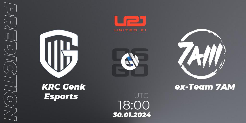 KRC Genk Esports vs ex-Team 7AM: Match Prediction. 30.01.24, CS2 (CS:GO), United21 Season 10: Division 2