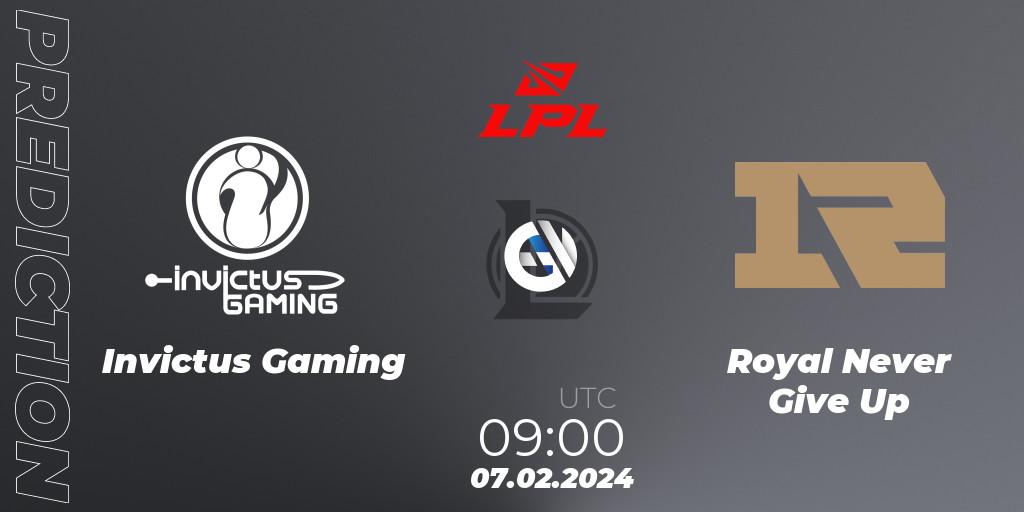 Invictus Gaming vs Royal Never Give Up: Match Prediction. 07.02.24, LoL, LPL Spring 2024 - Group Stage