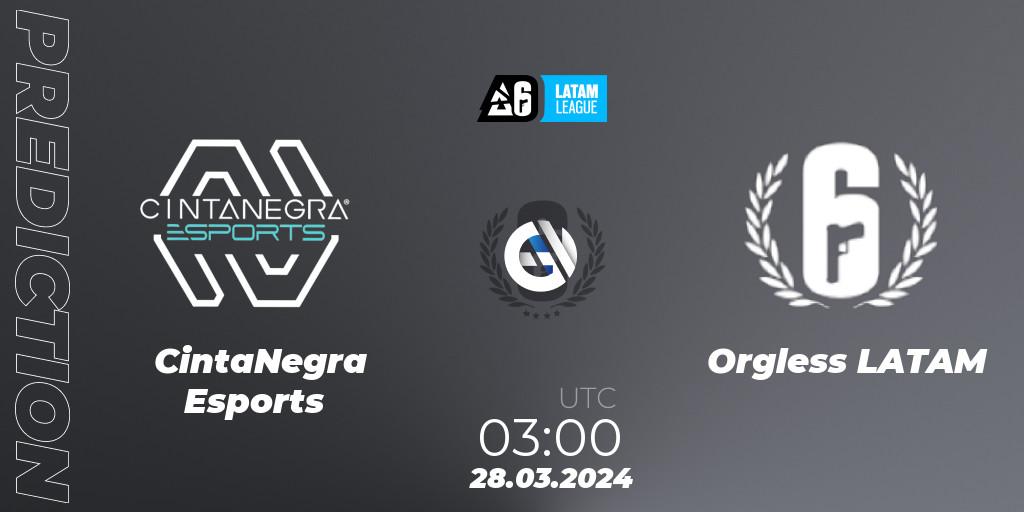 CintaNegra Esports vs Orgless LATAM: Match Prediction. 28.03.2024 at 03:00, Rainbow Six, LATAM League 2024 - Stage 1: LATAM North