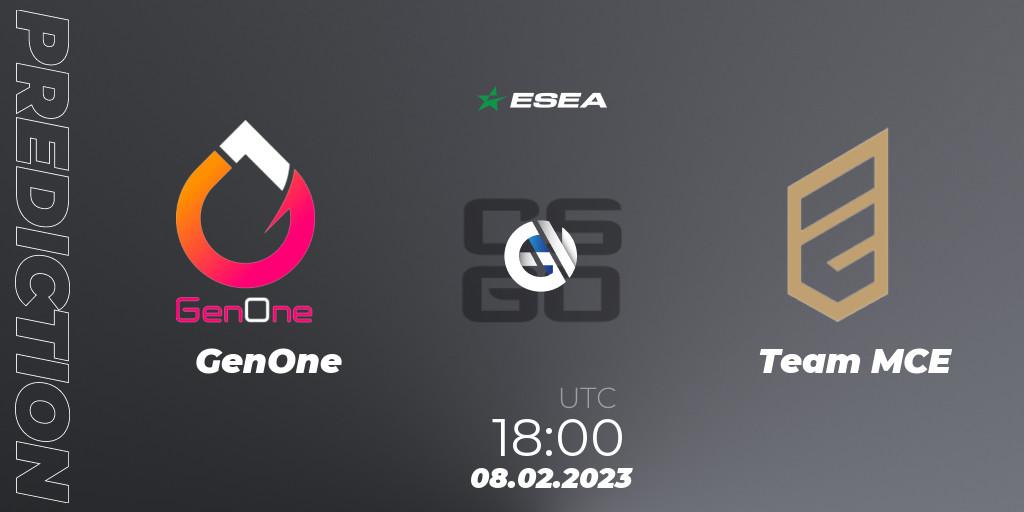 GenOne vs Team MCE: Match Prediction. 08.02.23, CS2 (CS:GO), ESEA Season 44: Advanced Division - Europe
