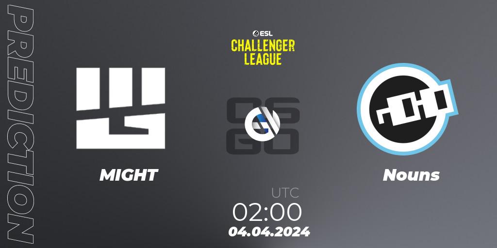 MIGHT vs Nouns: Match Prediction. 10.04.24, CS2 (CS:GO), ESL Challenger League Season 47: North America