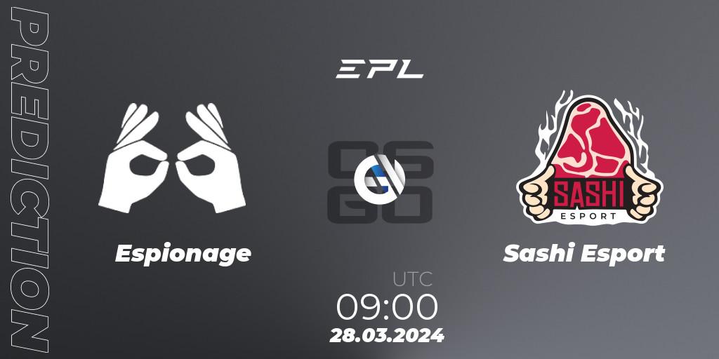 Espionage vs Sashi Esport: Match Prediction. 28.03.24, CS2 (CS:GO), European Pro League Season 16: Division 2