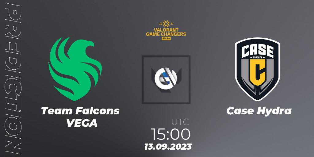 Team Falcons VEGA vs Case Hydra: Match Prediction. 13.09.2023 at 15:00, VALORANT, VCT 2023: Game Changers EMEA Stage 3 - Group Stage