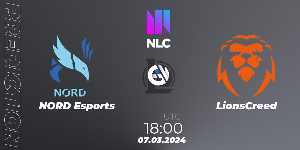 NORD Esports vs LionsCreed: Match Prediction. 07.03.2024 at 18:00, LoL, NLC 1st Division Spring 2024