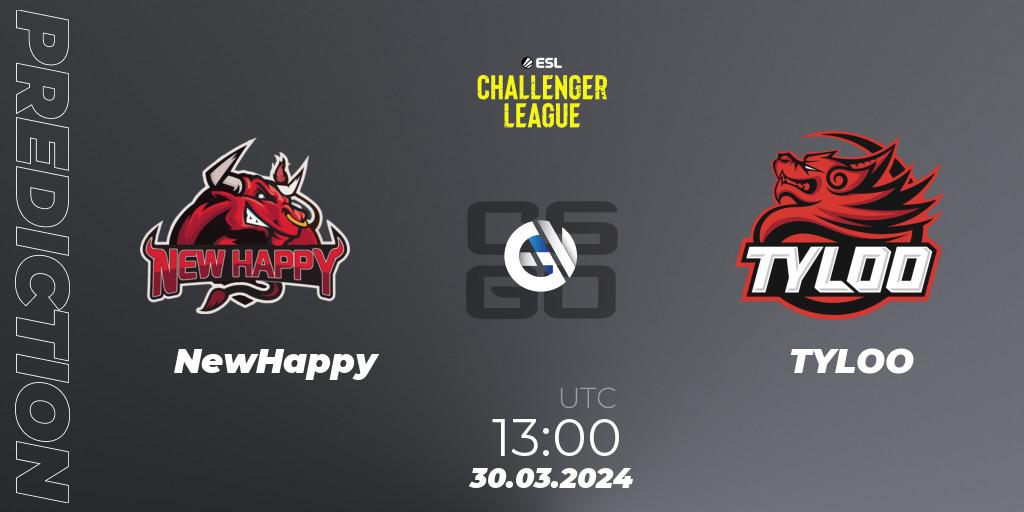 NewHappy vs TYLOO: Match Prediction. 30.03.24, CS2 (CS:GO), ESL Challenger League Season 47: Asia