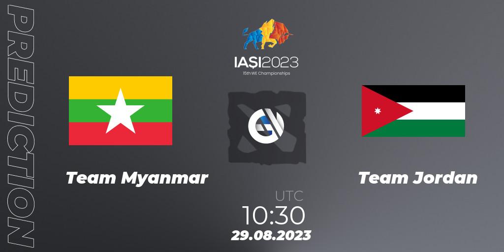 Team Myanmar vs Team Jordan: Match Prediction. 29.08.2023 at 12:09, Dota 2, IESF World Championship 2023
