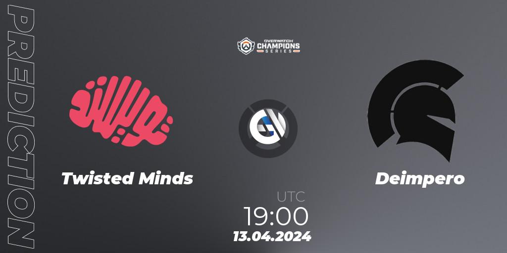 Twisted Minds vs Deimpero: Match Prediction. 13.04.2024 at 19:00, Overwatch, Overwatch Champions Series 2024 - EMEA Stage 2 Group Stage