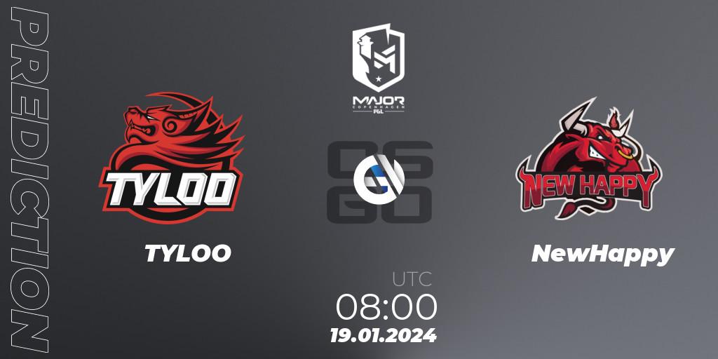 TYLOO vs NewHappy: Match Prediction. 19.01.2024 at 08:00, Counter-Strike (CS2), PGL CS2 Major Copenhagen 2024 China RMR Closed Qualifier
