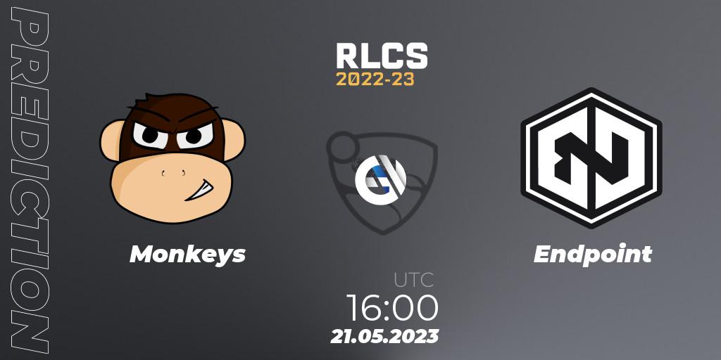Monkeys vs Endpoint: Match Prediction. 21.05.2023 at 16:00, Rocket League, RLCS 2022-23 - Spring: Europe Regional 2 - Spring Cup: Closed Qualifier
