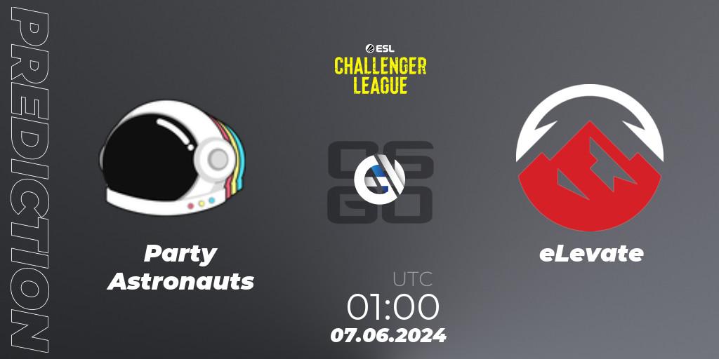 Party Astronauts vs eLevate: Match Prediction. 07.06.2024 at 01:00, Counter-Strike (CS2), ESL Challenger League Season 47: North America