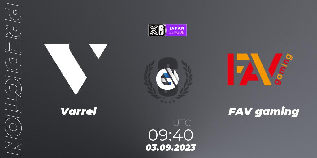 Varrel vs FAV gaming: Match Prediction. 03.09.2023 at 09:40, Rainbow Six, Japan League 2023 - Stage 2