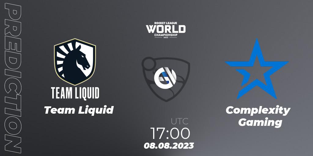 Team Liquid vs Complexity Gaming: Match Prediction. 08.08.2023 at 16:25, Rocket League, Rocket League Championship Series 2022-23 - World Championship Group Stage