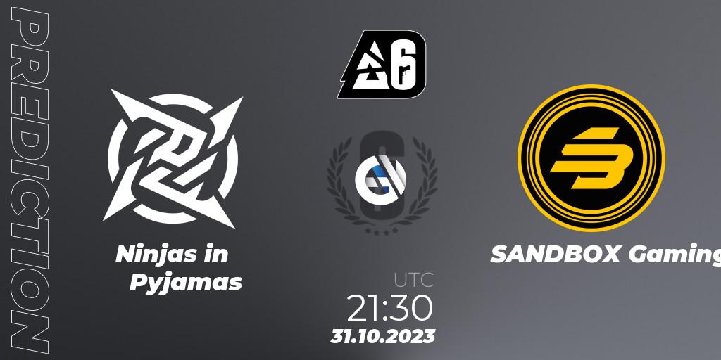 Ninjas in Pyjamas vs SANDBOX Gaming: Match Prediction. 31.10.2023 at 21:30, Rainbow Six, BLAST Major USA 2023