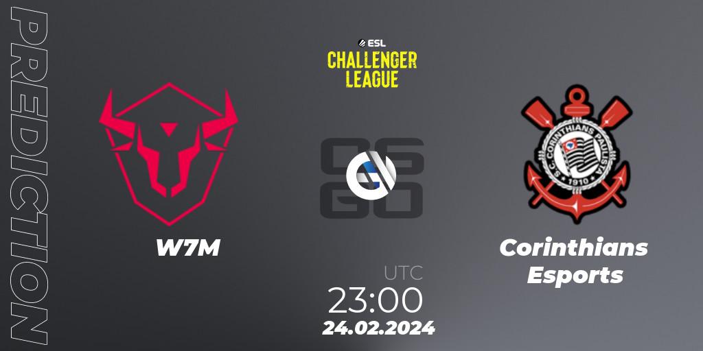 W7M vs Corinthians Esports: Match Prediction. 24.02.2024 at 23:00, Counter-Strike (CS2), ESL Challenger League Season 47: South America
