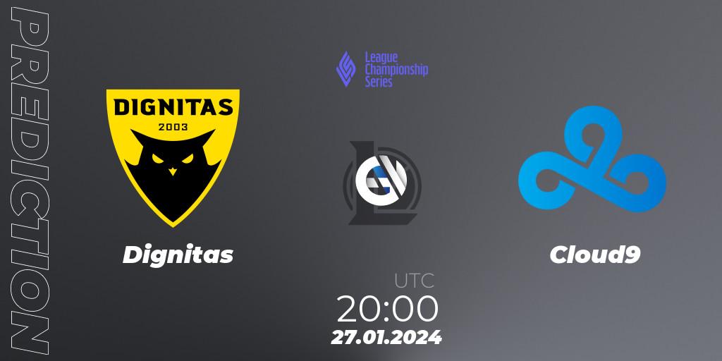 Dignitas vs Cloud9: Match Prediction. 27.01.24, LoL, LCS Spring 2024 - Group Stage