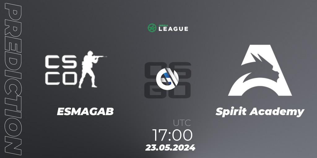ESMAGAB vs Spirit Academy: Match Prediction. 23.05.2024 at 17:00, Counter-Strike (CS2), ESEA Season 49: Advanced Division - Europe