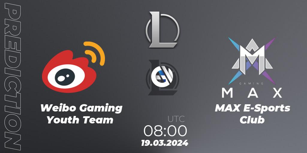Weibo Gaming Youth Team vs MAX E-Sports Club: Match Prediction. 19.03.2024 at 08:00, LoL, LDL 2024 - Stage 1