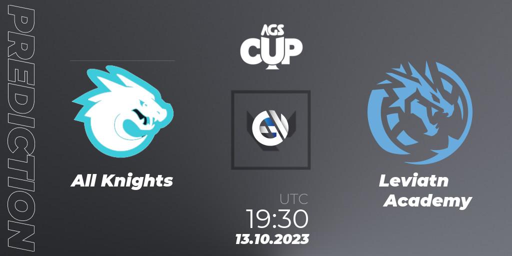 All Knights vs Leviatán Academy: Match Prediction. 13.10.23, VALORANT, Argentina Game Show Cup 2023
