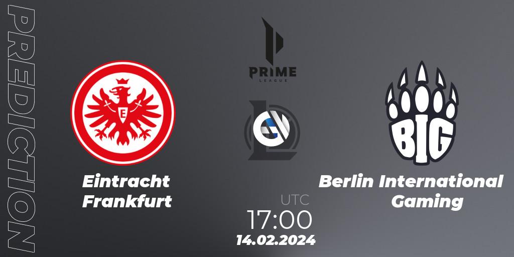 Eintracht Frankfurt vs Berlin International Gaming: Match Prediction. 14.02.2024 at 17:00, LoL, Prime League Spring 2024 - Group Stage