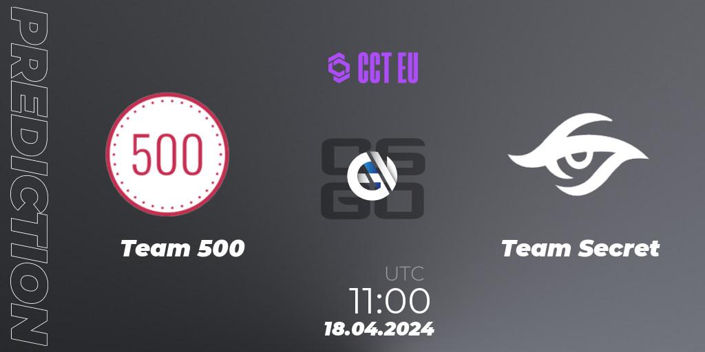 Team 500 vs Team Secret: Match Prediction. 18.04.24, CS2 (CS:GO), CCT Season 2 Europe Series 1 Closed Qualifier
