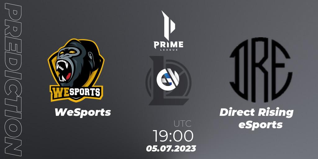 WeSports vs Direct Rising eSports: Match Prediction. 05.07.2023 at 19:00, LoL, Prime League 2nd Division Summer 2023