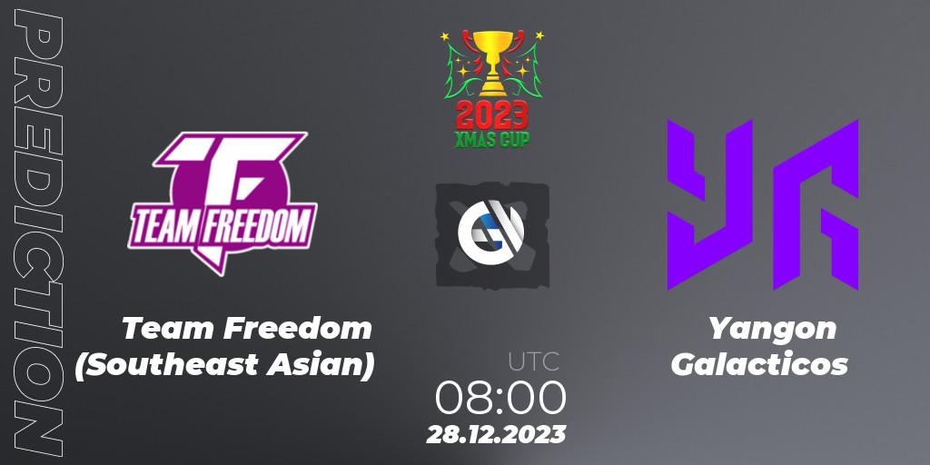 Team Freedom (Southeast Asian) vs Yangon Galacticos: Match Prediction. 28.12.2023 at 08:05, Dota 2, Xmas Cup 2023