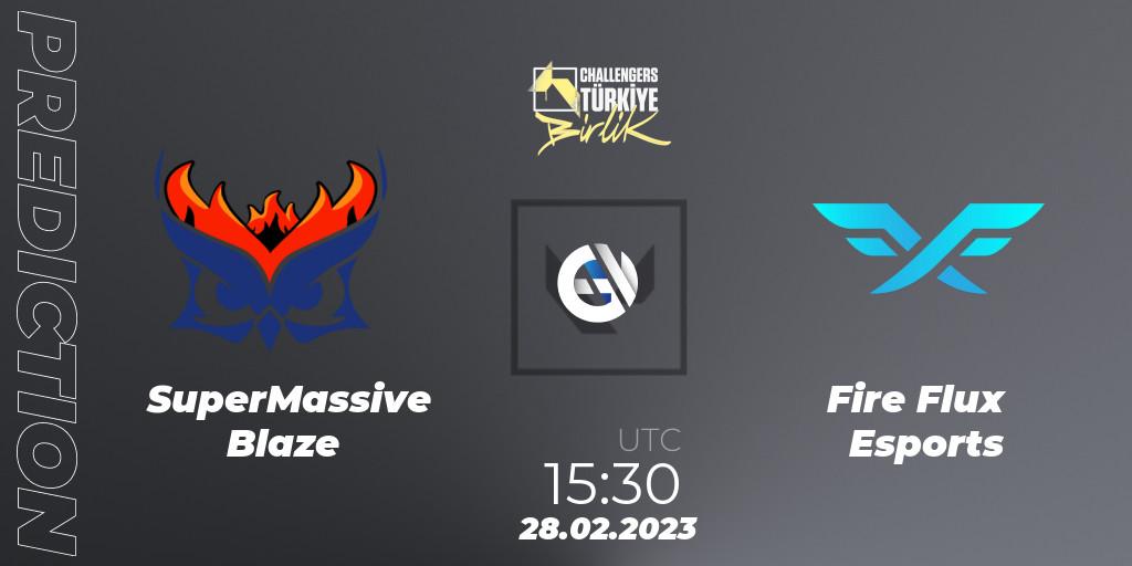 SuperMassive Blaze vs Fire Flux Esports: Match Prediction. 28.02.2023 at 15:30, VALORANT, VALORANT Challengers 2023 Turkey: Birlik Split 1
