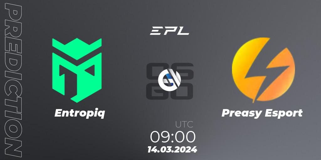 Entropiq vs Preasy Esport: Match Prediction. 14.03.24, CS2 (CS:GO), European Pro League Season 14