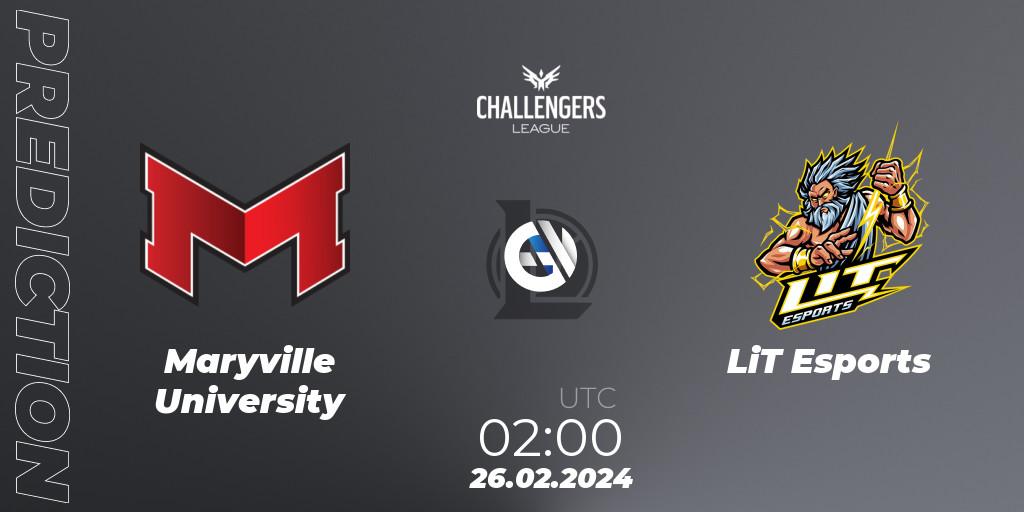 Maryville University vs LiT Esports: Match Prediction. 26.02.2024 at 02:00, LoL, NACL 2024 Spring - Group Stage