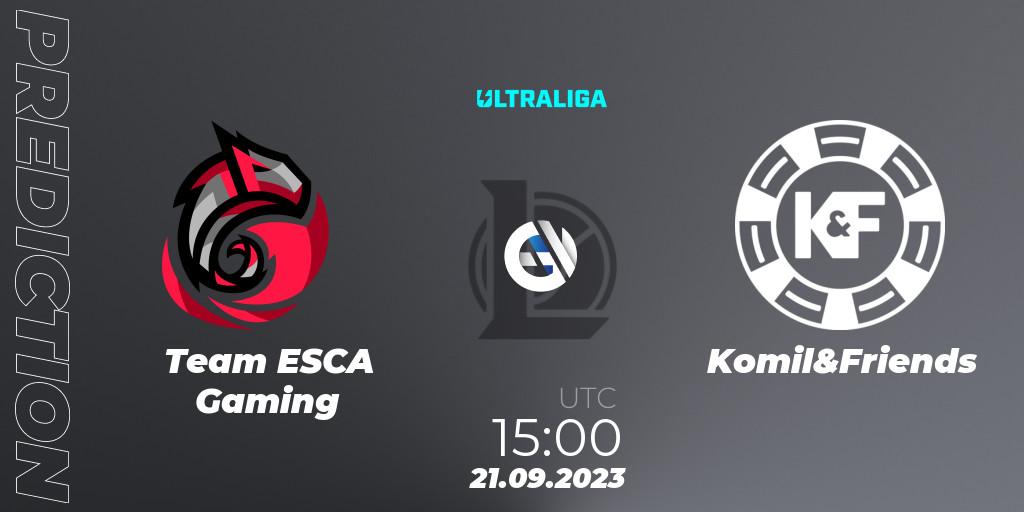 Team ESCA Gaming vs Komil&Friends: Match Prediction. 21.09.23, LoL, Ultraliga Season 11 - Promotion