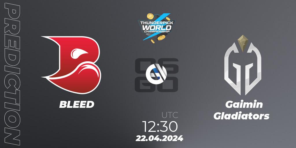 BLEED vs Gaimin Gladiators: Match Prediction. 22.04.24, CS2 (CS:GO), Thunderpick World Championship 2024: European Series #1