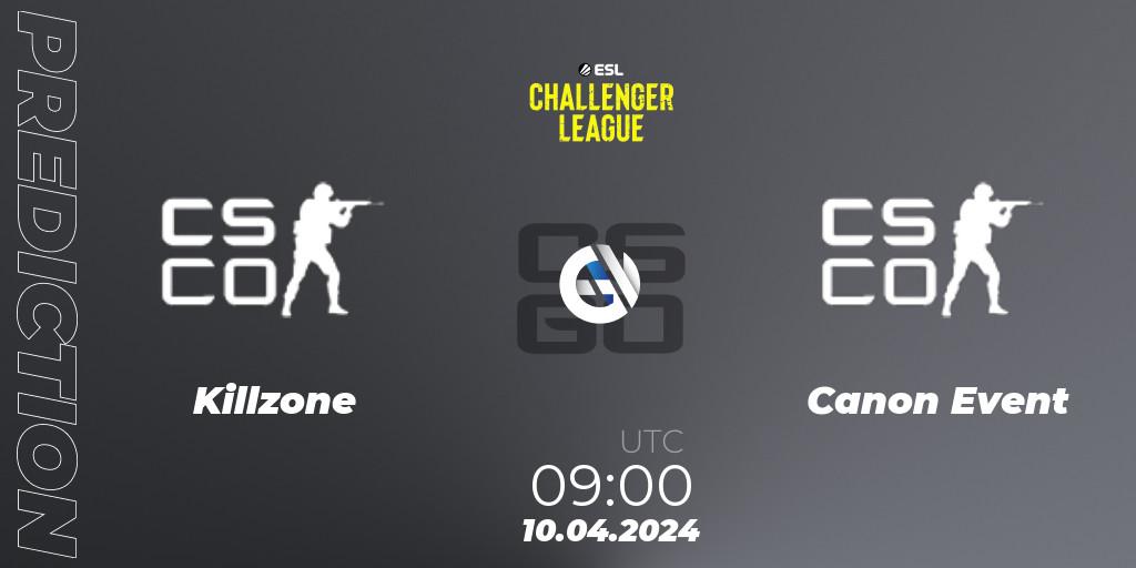 Killzone vs Canon Event: Match Prediction. 10.04.2024 at 09:00, Counter-Strike (CS2), ESL Challenger League Season 47: Oceania